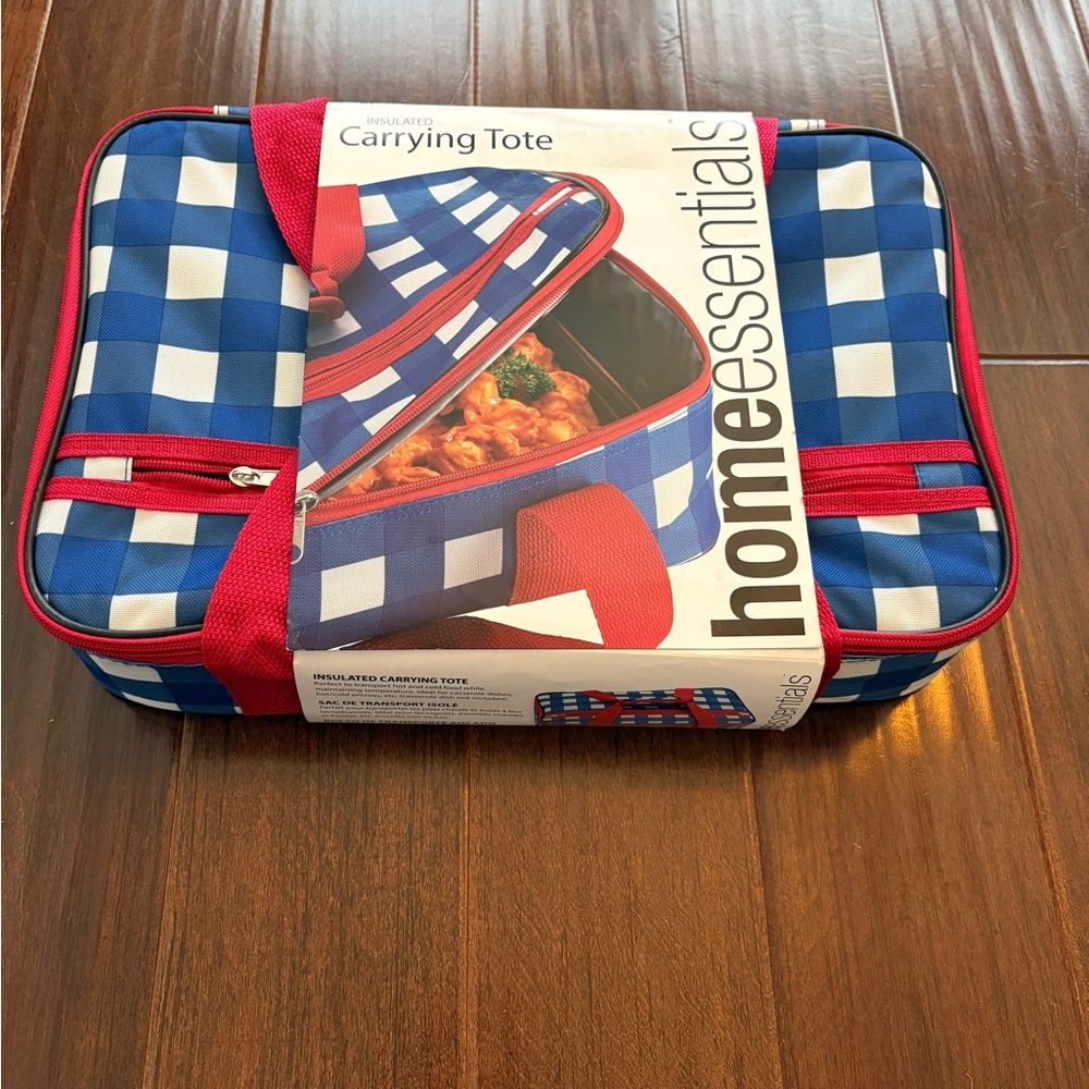Checkered Insulated Picnic / Potluck / Casserole / beach /Boat Carrying Tote Bag